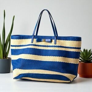 Kate Spade Wicklow Court  Annette Raffia Beach Tote Striped